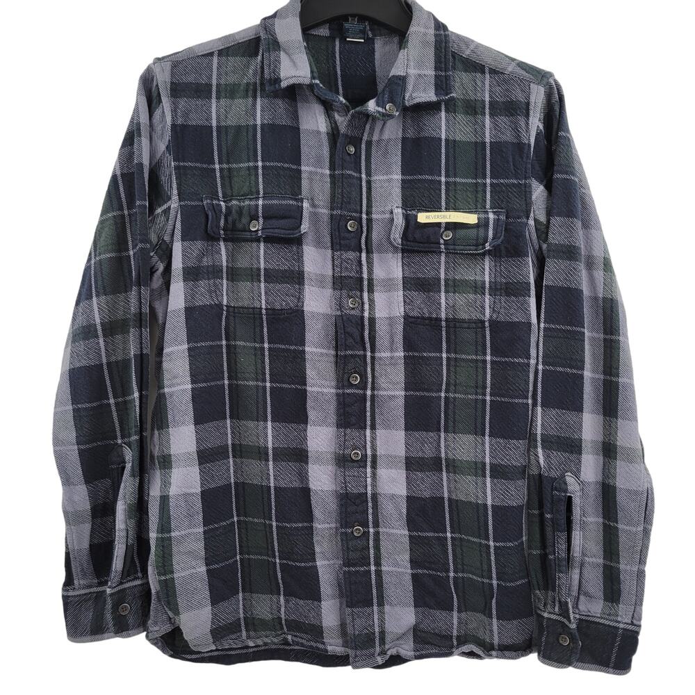 Tailor Vintage Reversable plaid button up shirt size M